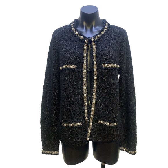 NWT White House Black Market Black w/ Metallic Gold & Pearl...